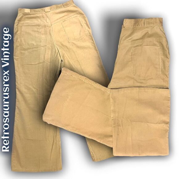 Vintage Pants - VINTAGE 60’s sears corduroy pants, flare bellbottom high waisted beige large